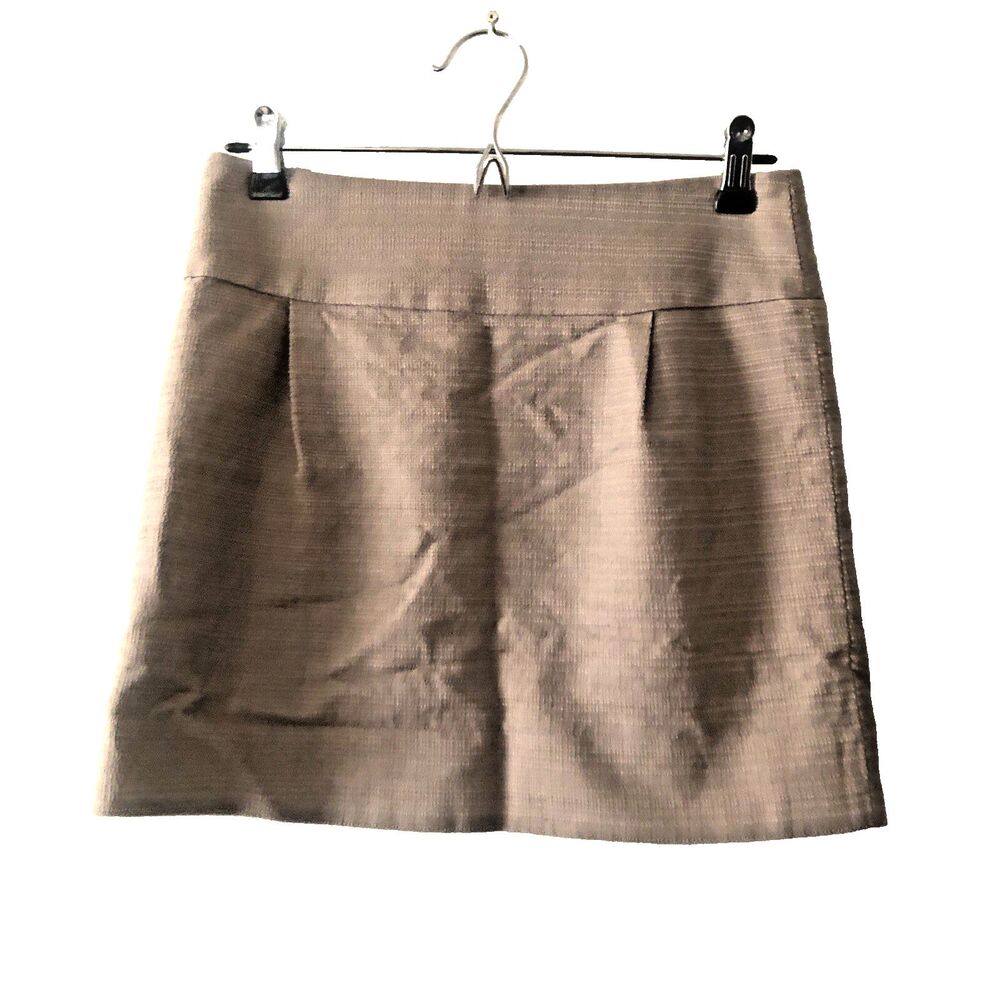 J Crew Retro Mini Skirt Khaki Brown 0 Clueless Mod Minimalist Cotton Lined Twee